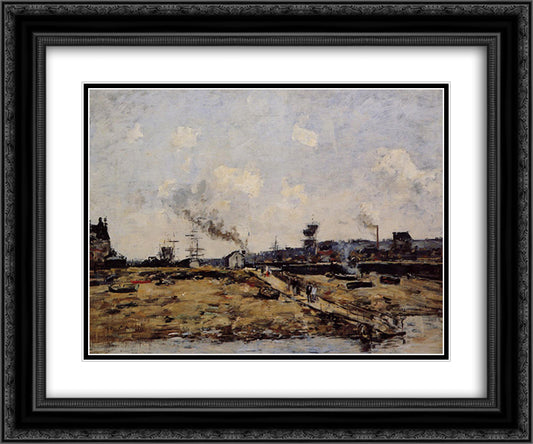 Trouville, the Ferry to Deauville 24x20 Black Ornate Wood Framed Art Print Poster with Double Matting by Boudin, Eugene