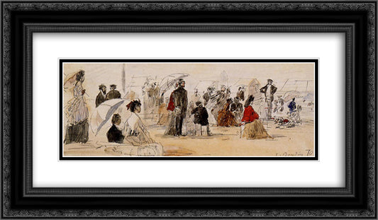 Untitled 24x14 Black Ornate Wood Framed Art Print Poster with Double Matting by Boudin, Eugene