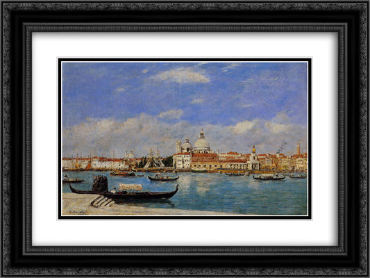 Venice, The Salute and the Douane, the Guidecca from the Rear, View from the Grand Canal 24x18 Black Ornate Wood Framed Art Print Poster with Double Matting by Boudin, Eugene