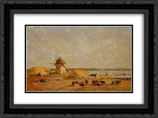 View from the Camaret Heights 24x18 Black Ornate Wood Framed Art Print Poster with Double Matting by Boudin, Eugene