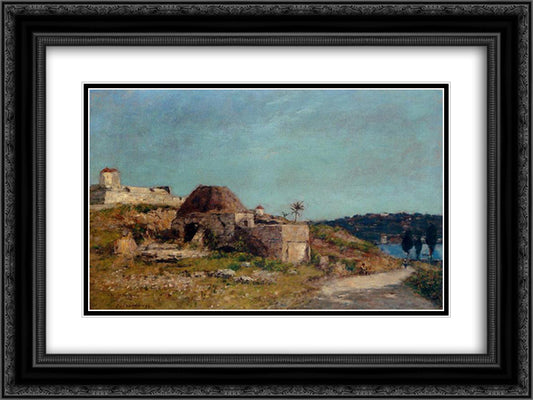 Villefranche, the Citadel 24x18 Black Ornate Wood Framed Art Print Poster with Double Matting by Boudin, Eugene