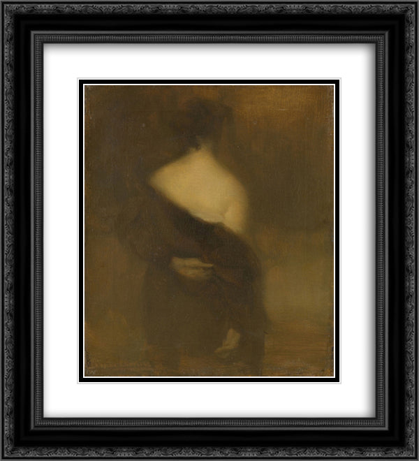 Femme de dos, se deshabillant 20x22 Black Ornate Wood Framed Art Print Poster with Double Matting by Carriere, Eugene