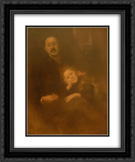 Gabriel Seailles et sa fille 20x24 Black Ornate Wood Framed Art Print Poster with Double Matting by Carriere, Eugene