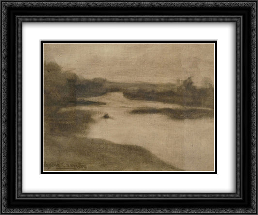 Paysage avec large riviere 24x20 Black Ornate Wood Framed Art Print Poster with Double Matting by Carriere, Eugene