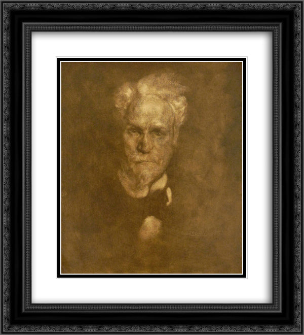 Portrait de Henri Rochefort 20x22 Black Ornate Wood Framed Art Print Poster with Double Matting by Carriere, Eugene