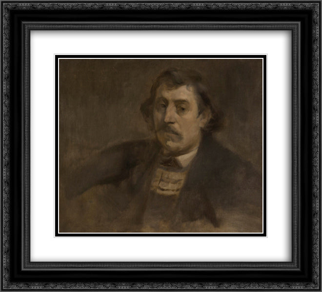 Portrait of Paul Gauguin 22x20 Black Ornate Wood Framed Art Print Poster with Double Matting by Carriere, Eugene