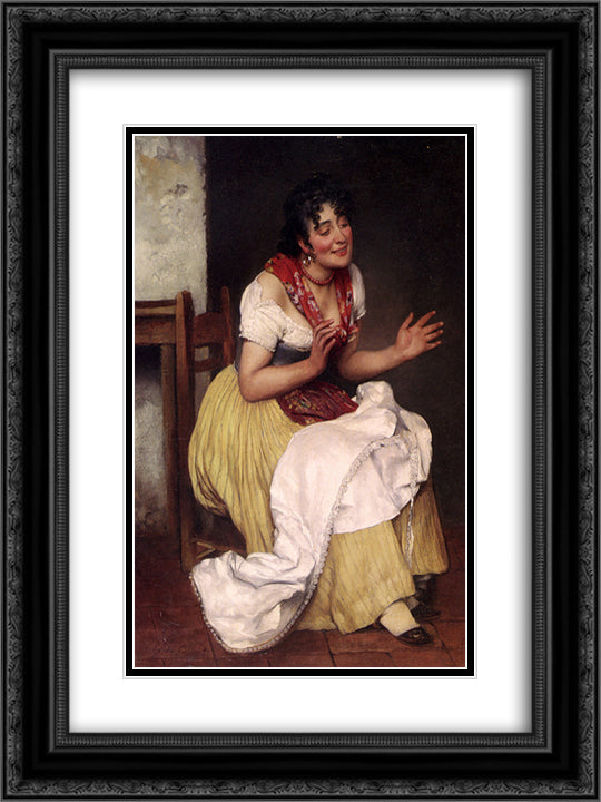 An Interesting Story 18x24 Black Ornate Wood Framed Art Print Poster with Double Matting by Blaas, Eugene de