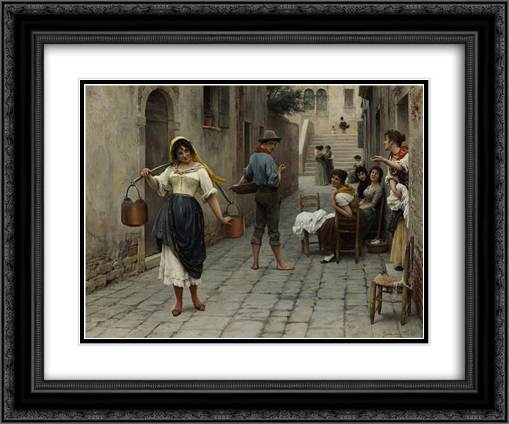 Catch of the Day 24x20 Black Ornate Wood Framed Art Print Poster with Double Matting by Blaas, Eugene de