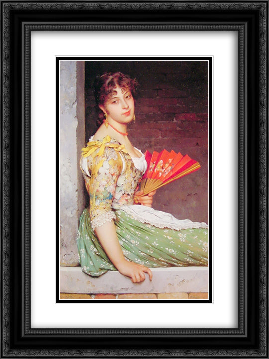 Daydreaming 18x24 Black Ornate Wood Framed Art Print Poster with Double Matting by Blaas, Eugene de