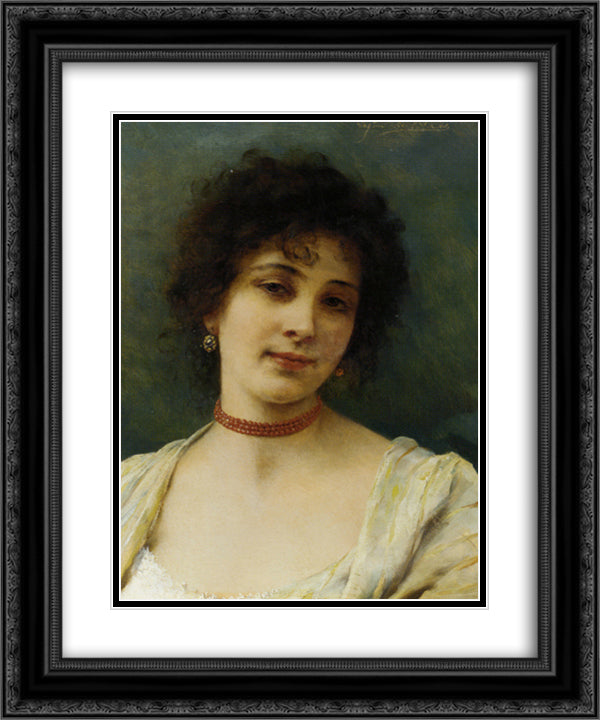 Elegant Lady 20x24 Black Ornate Wood Framed Art Print Poster with Double Matting by Blaas, Eugene de