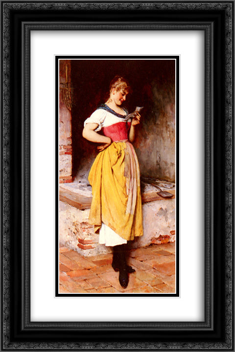 Good News 16x24 Black Ornate Wood Framed Art Print Poster with Double Matting by Blaas, Eugene de