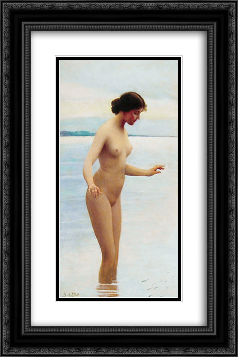 In the water 16x24 Black Ornate Wood Framed Art Print Poster with Double Matting by Blaas, Eugene de