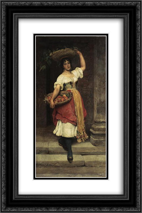 Lisa 16x24 Black Ornate Wood Framed Art Print Poster with Double Matting by Blaas, Eugene de