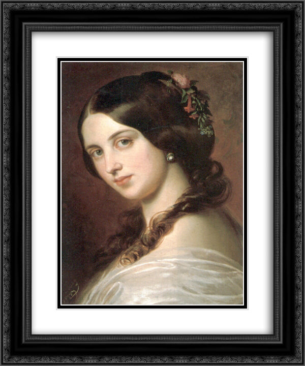 Madchenbildnis 20x24 Black Ornate Wood Framed Art Print Poster with Double Matting by Blaas, Eugene de