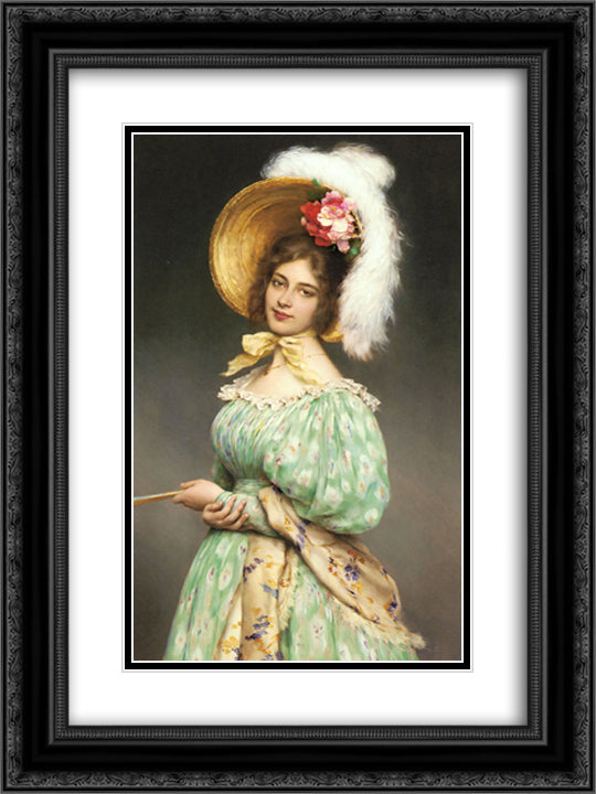 Musette 18x24 Black Ornate Wood Framed Art Print Poster with Double Matting by Blaas, Eugene de