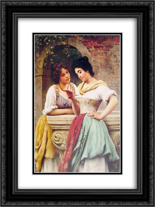 Shared Correspondance 18x24 Black Ornate Wood Framed Art Print Poster with Double Matting by Blaas, Eugene de