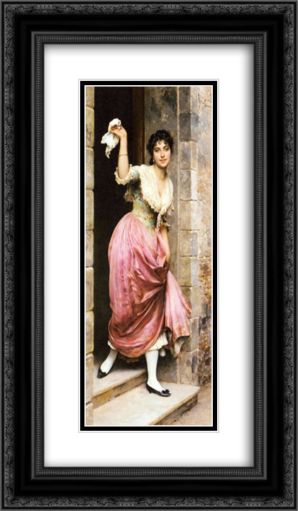 The Farewell 14x24 Black Ornate Wood Framed Art Print Poster with Double Matting by Blaas, Eugene de