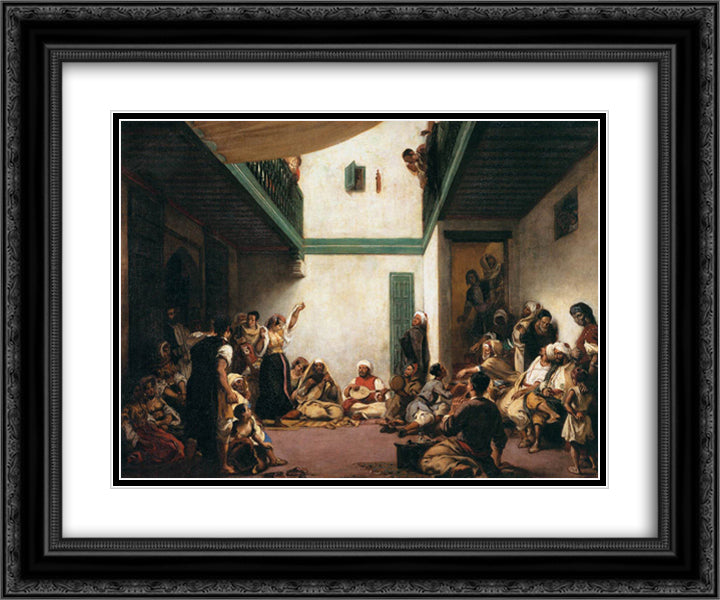 A Jewish wedding in Morocco 24x20 Black Ornate Wood Framed Art Print Poster with Double Matting by Delacroix, Eugene