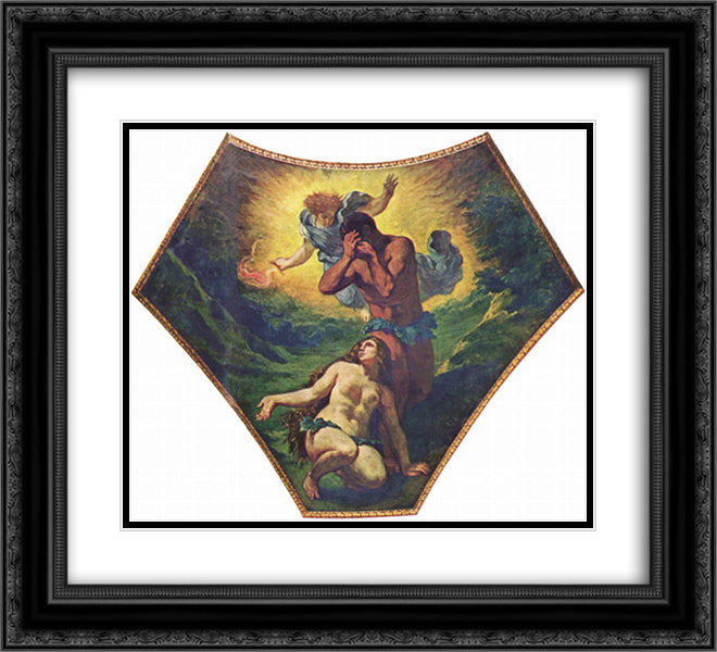 Adam and Eve 22x20 Black Ornate Wood Framed Art Print Poster with Double Matting by Delacroix, Eugene