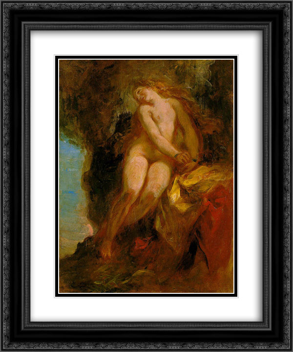 Andromeda 20x24 Black Ornate Wood Framed Art Print Poster with Double Matting by Delacroix, Eugene