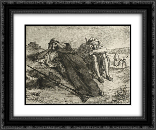 Arabs of Oran 24x20 Black Ornate Wood Framed Art Print Poster with Double Matting by Delacroix, Eugene