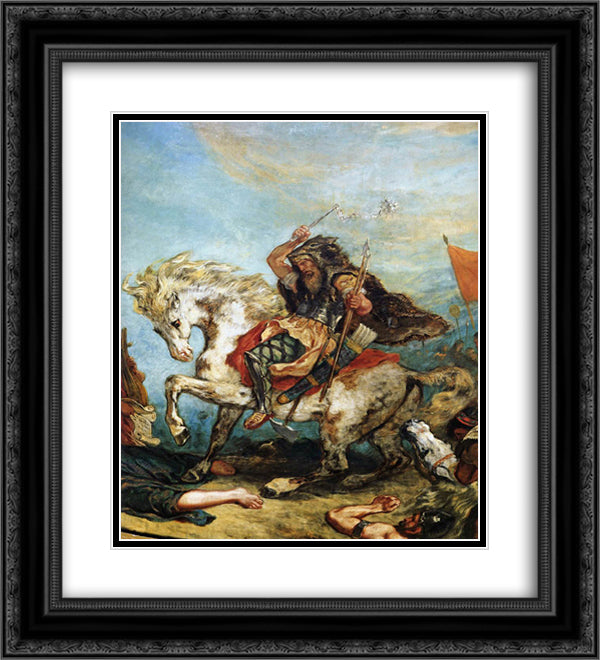 Attila the Hun 20x22 Black Ornate Wood Framed Art Print Poster with Double Matting by Delacroix, Eugene