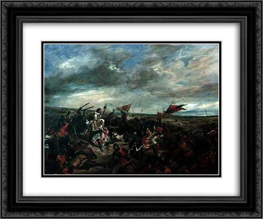 Battle of Poitiers 24x20 Black Ornate Wood Framed Art Print Poster with Double Matting by Delacroix, Eugene