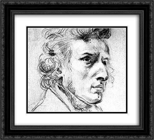 Chopin 22x20 Black Ornate Wood Framed Art Print Poster with Double Matting by Delacroix, Eugene