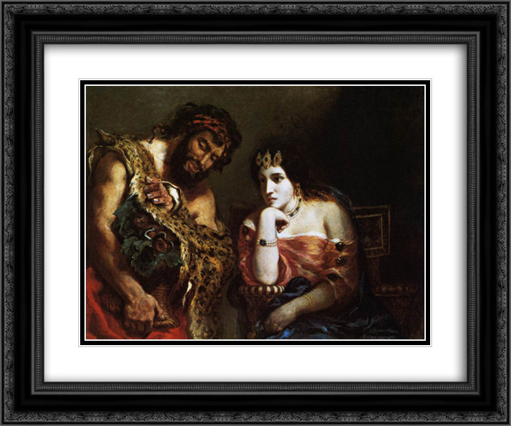 Cleopatra and the Peasant 24x20 Black Ornate Wood Framed Art Print Poster with Double Matting by Delacroix, Eugene