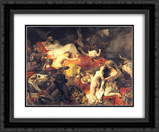 Death of Sardanapalus 24x20 Black Ornate Wood Framed Art Print Poster with Double Matting by Delacroix, Eugene