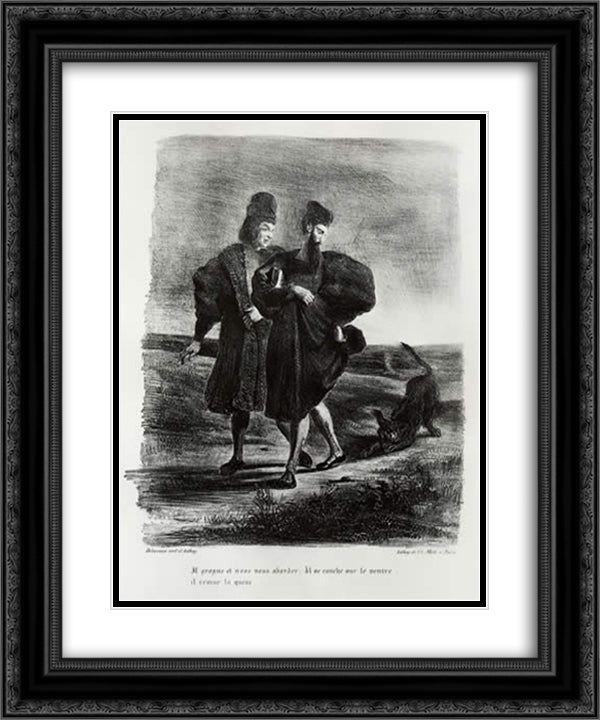 Faust, Goethe's Tragedy 20x24 Black Ornate Wood Framed Art Print Poster with Double Matting by Delacroix, Eugene