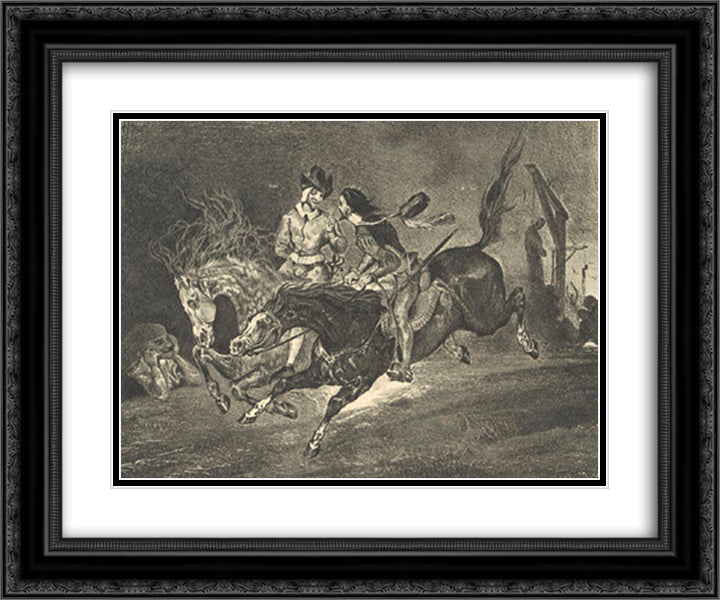 Faust 24x20 Black Ornate Wood Framed Art Print Poster with Double Matting by Delacroix, Eugene