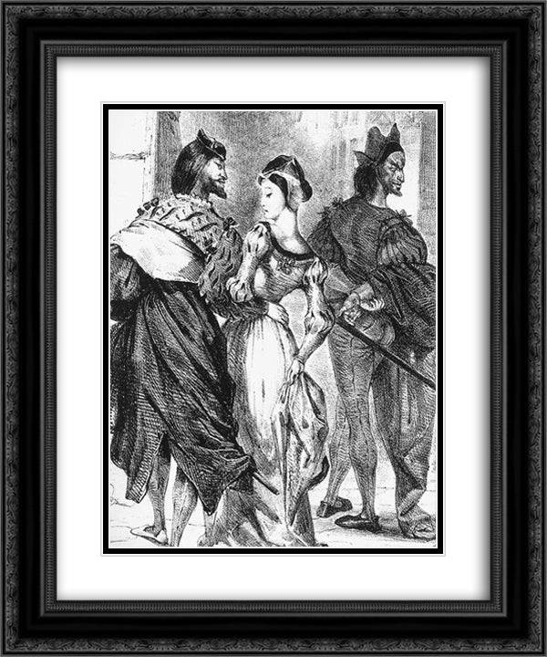 Faust meeting Marguerite 20x24 Black Ornate Wood Framed Art Print Poster with Double Matting by Delacroix, Eugene