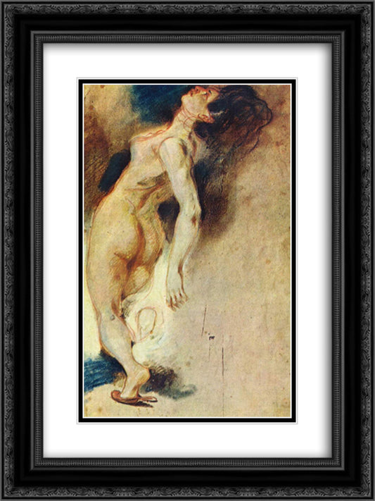 Female Nude Killed from Behind 18x24 Black Ornate Wood Framed Art Print Poster with Double Matting by Delacroix, Eugene