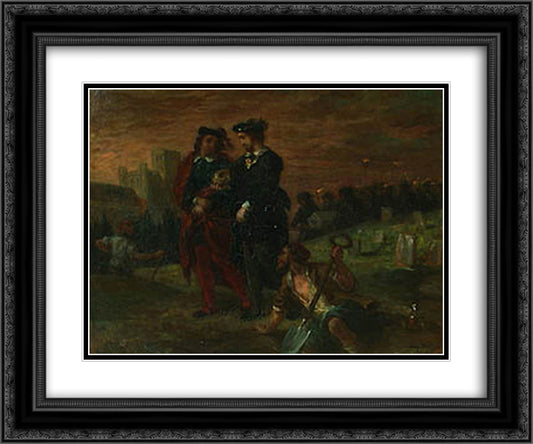 Hamlet and Horatio in the cemetery 24x20 Black Ornate Wood Framed Art Print Poster with Double Matting by Delacroix, Eugene