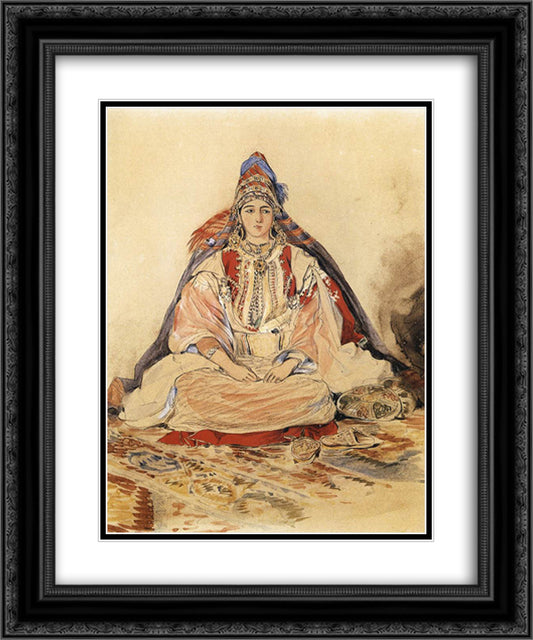 Jewish Bride 20x24 Black Ornate Wood Framed Art Print Poster with Double Matting by Delacroix, Eugene