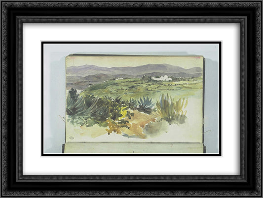 Landscape near Tangier 24x18 Black Ornate Wood Framed Art Print Poster with Double Matting by Delacroix, Eugene