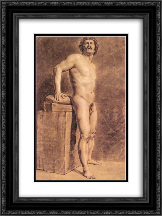 Male Academy Figure 18x24 Black Ornate Wood Framed Art Print Poster with Double Matting by Delacroix, Eugene