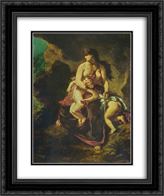 Medea 20x24 Black Ornate Wood Framed Art Print Poster with Double Matting by Delacroix, Eugene