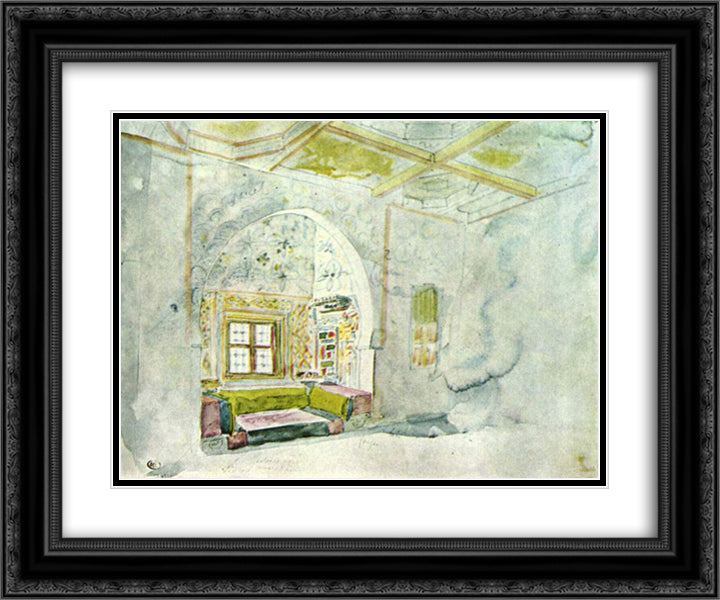 Niche space in the palace of the Sultan of Meknes 24x20 Black Ornate Wood Framed Art Print Poster with Double Matting by Delacroix, Eugene