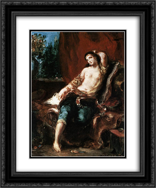 Odalisque 20x24 Black Ornate Wood Framed Art Print Poster with Double Matting by Delacroix, Eugene