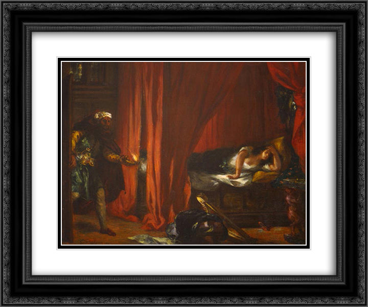 Othello and Desdemona 24x20 Black Ornate Wood Framed Art Print Poster with Double Matting by Delacroix, Eugene
