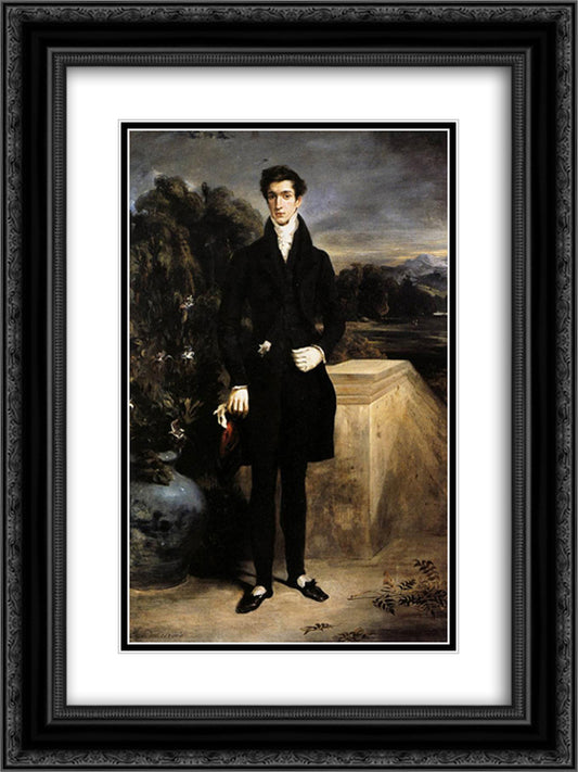 Portrait of Baron Schwiter 18x24 Black Ornate Wood Framed Art Print Poster with Double Matting by Delacroix, Eugene