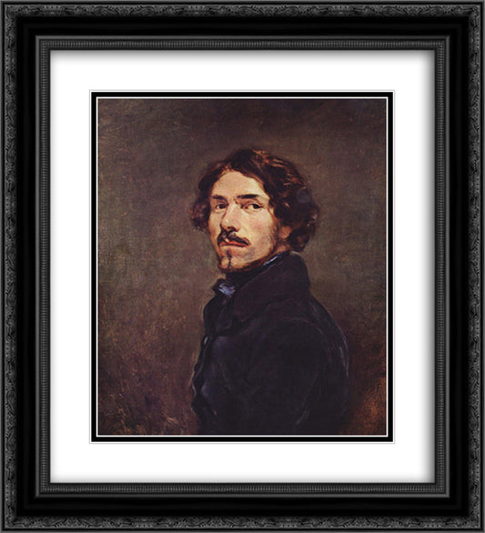 Self Portrait 20x22 Black Ornate Wood Framed Art Print Poster with Double Matting by Delacroix, Eugene