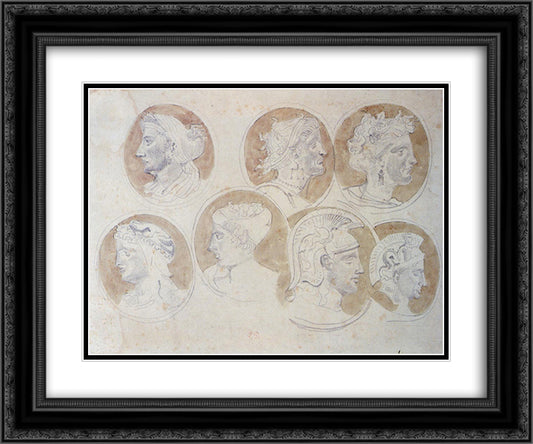 Studies Of Antique Medallions 24x20 Black Ornate Wood Framed Art Print Poster with Double Matting by Delacroix, Eugene