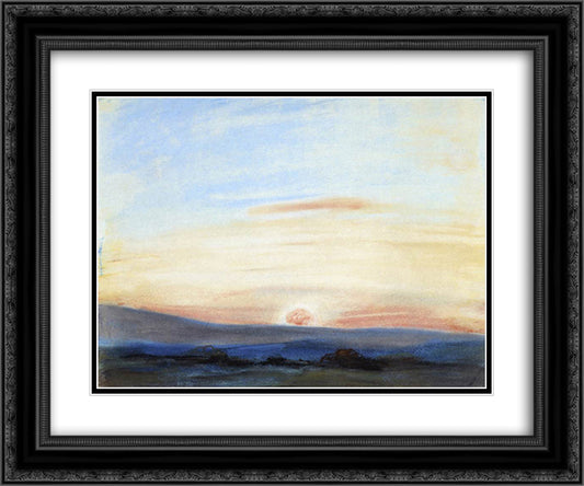Study of Sky, Setting Sun 24x20 Black Ornate Wood Framed Art Print Poster with Double Matting by Delacroix, Eugene