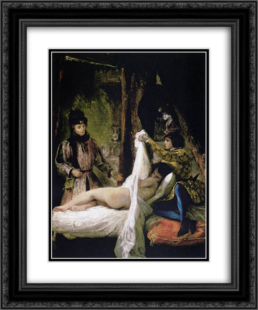 The Duc d'Orleans Showing his Mistress to the Duc de Bourgogne 20x24 Black Ornate Wood Framed Art Print Poster with Double Matting by Delacroix, Eugene