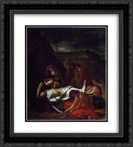 The Entombment of Christ 20x22 Black Ornate Wood Framed Art Print Poster with Double Matting by Delacroix, Eugene