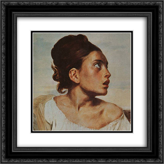 The Orphan Girl at the Cemetery 20x20 Black Ornate Wood Framed Art Print Poster with Double Matting by Delacroix, Eugene