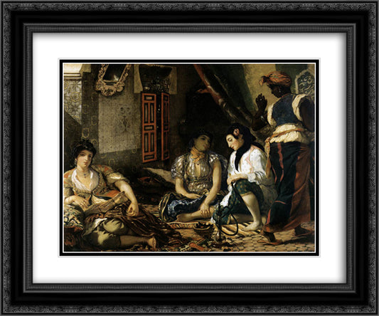 The Women of Algiers in their Apartment 24x20 Black Ornate Wood Framed Art Print Poster with Double Matting by Delacroix, Eugene